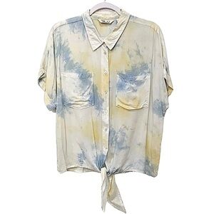 Caffe Marakesh Oversized Boxy Tie Dye Button Front Blouse Size Large